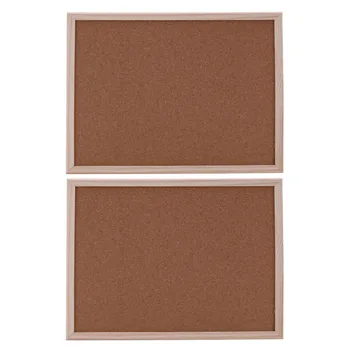 

2pcs 30X40cm Office Cork Board Wood Hanging Bulletin Board Wall Bulletin Boards Office School Supplies (Light Brown)