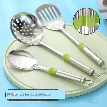

Kitchen Truner Suit Cooking Shovel A Soup Spoon Scoop Colander Full Set Of Cooker Household Stainless Steel Kitchen Ware Seven