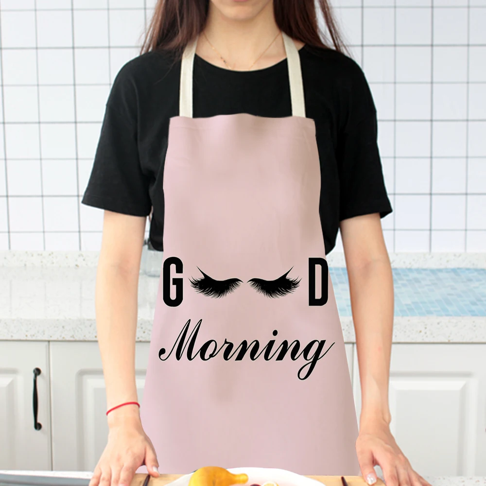 Silstar Tex Beautiful Eyelashes Aprons Women Apron Clean Linen Home Kitchen Barber Hairstylist Cooking Adults Kid