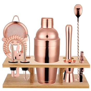 

ABSS-11 Pcs 750ML Cocktail Shaker Y Shiny Stainless Steel British Cocktail Shaker Set Rose Gold Color