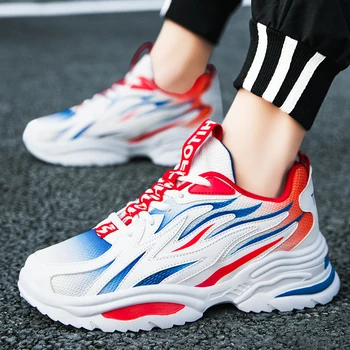 

Men Sport Running Shoes Mesh Breathable Sneakers Fashion colorful Lace-up Non-slip flyknit comfortable men Sneaker