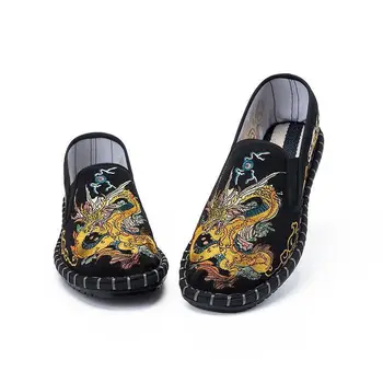 

Mazefeng New Canvas Driving Shoes Men Green Black Yellow White Vulcanized Lazy Canvas Shoes Mens Designer Sneakers Dragon Men 45