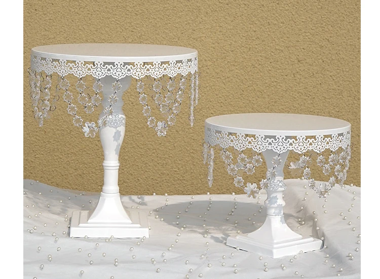 JAROWN Crystal Pendant Iron Cake Stand Wedding Props Acrylic Decoration European Cake Plate Home Birthday Party Candy Dish Tray (13)