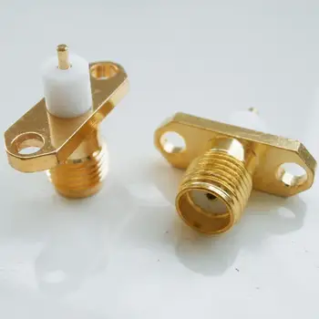 

10X High-quality RF Connector SMA Female plug With 2 Hole Flange Chassis Panel Mount deck Solder Copper Pin 3mm PTFE 4mm Brass