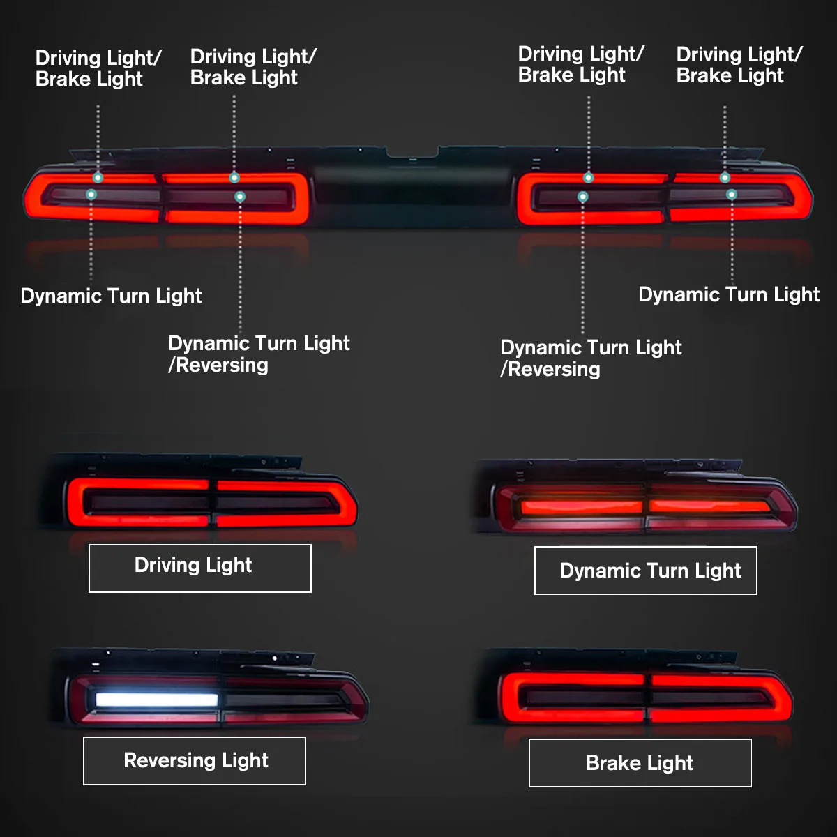 Новые автомобильные аксессуары, задний фонарь, светодиодный фонарь, полный светодиодный световой бар и последовательный индикатор, подходит к Dodge Challenger 2008