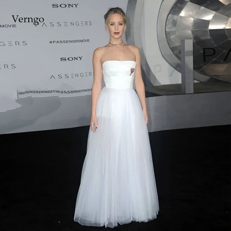 

Verngo A line Evening Dress Backless Formal Dresses Long Ivory Tulle Party Gowns Vintage Prom Dress Vestido De Noiva