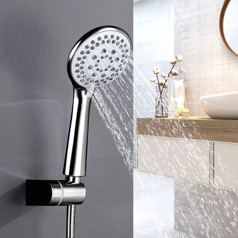 

5 Functions Hand Held Shower Head Brushed Nickel Shower Set With Hose Wall Mounted Shower Set Free Shipping