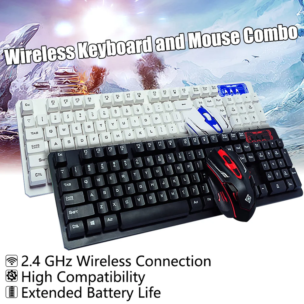 

Gaming Keyboard & Set Portable 2.4GHz Wireless Mechanical Keyboards for Office Work PC Laptop Notebook Desktop Computer