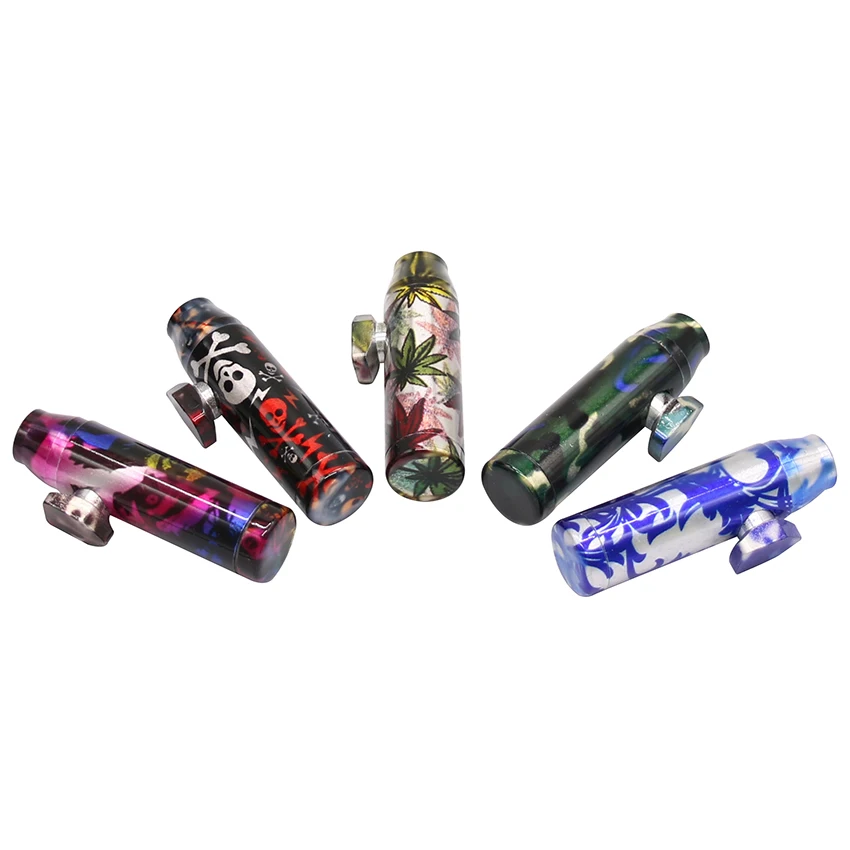 1PCS New Arrival Metal Aluminum 50mm Weed Leaf Snuff Bottle With A Floral Cartridge Snuff Bullent Accessories