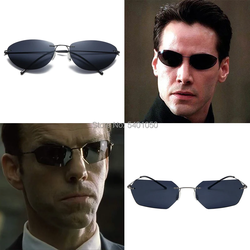 The Matrix Neo Round Rimless Sunglasses Cosplay props Men Classic sun ...