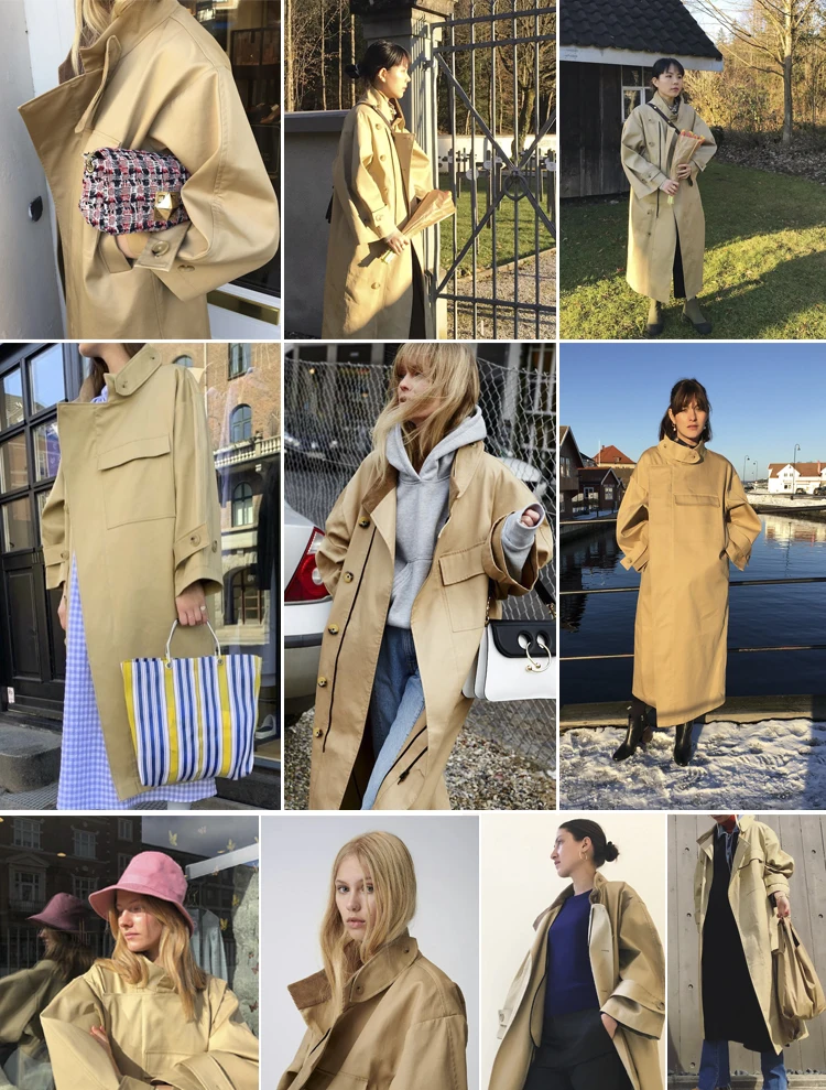 JAZZEVAR-casaco trespassado duplo para mulheres, roupas longas