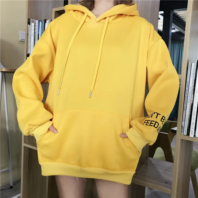 Autumn And Winter Korean-style New Style Brushed And Thick Embroidered Long Sleeve Hooded Loose-Fit Simple Solid Color Hip Hop H