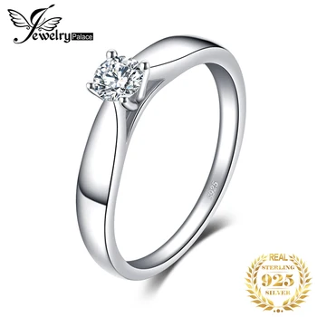 

JewelryPalace CZ Solitaire Engagement Ring 925 Sterling Silver Rings for Women Anniversary Ring Wedding Rings Silver 925 Jewelry