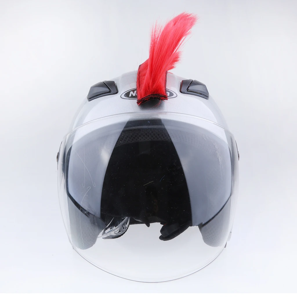 2x Racing Helmet Hawks Motorcycle Adhesive Mohawk Hair Patches Skinhead Costumes Wig , Red and Black