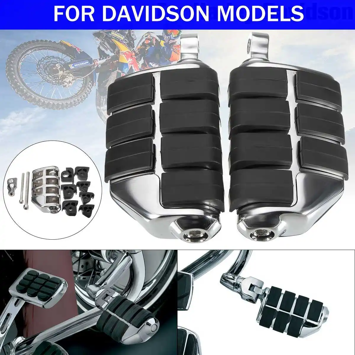 Для Harley Sportster Davison 1 пара хромированное черное крепление резиновая мотоциклетная Передняя и задняя подножка подножки педали для SOFTAIL/DYNA