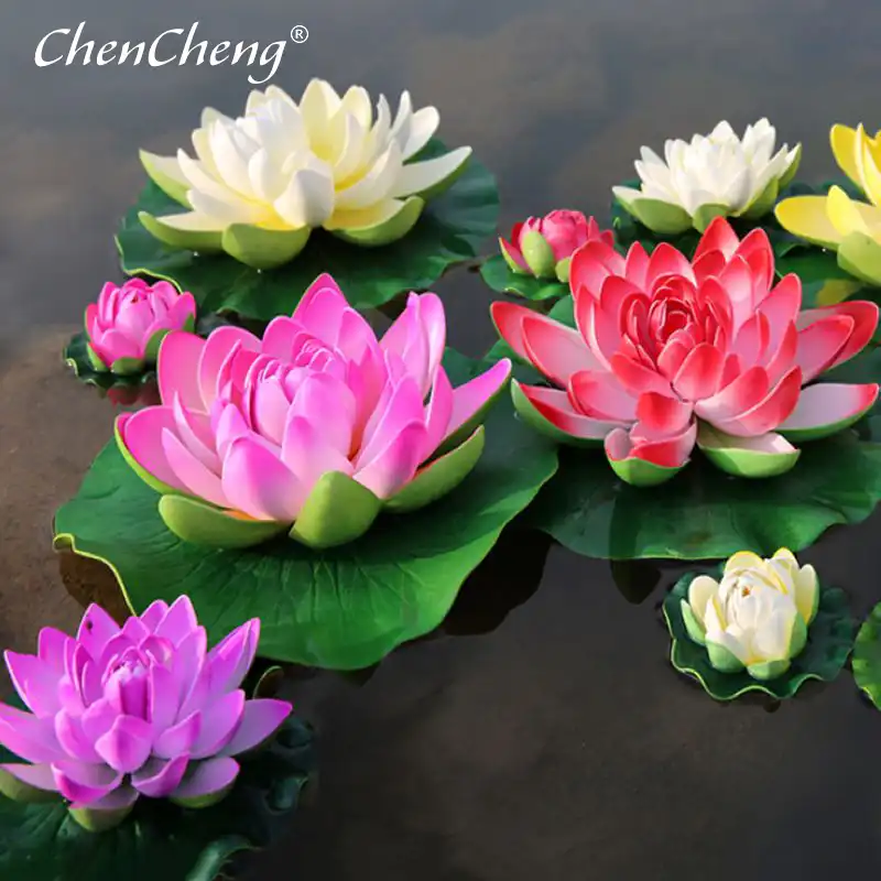 1 PCS Artificial Lotus Water Lily Floating Flower Pond Tank Plant