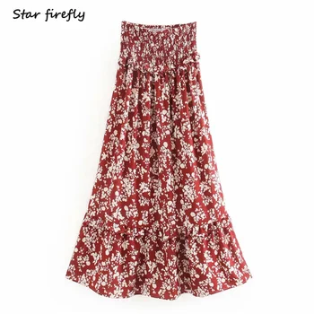 

Star firefly Fashion Za Skirt Women 2020 Spring New Casual Slim High Waist Printed Holiday Skirt Female