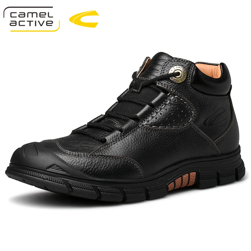 Camel Active/Новинка; модные мужские ботинки в стиле ретро; мужские легкие кроссовки из натуральной кожи на платформе в британском стиле; черные мужские повседневные ботинки - Цвет: Черный