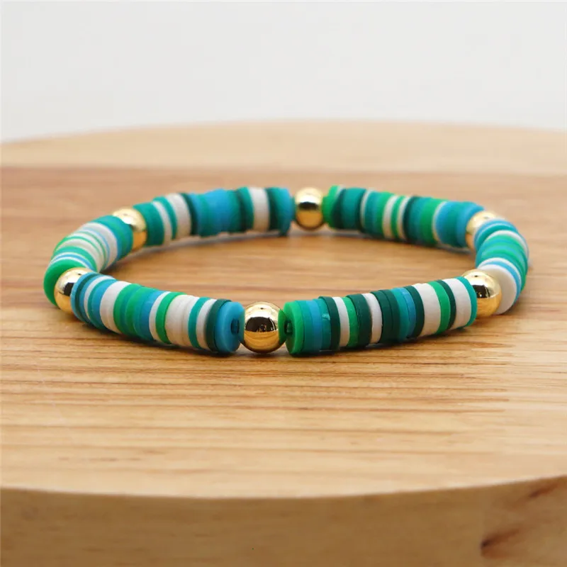 

New Arrival Gold Color Beads Bracelet Soft Clay For Women Boho Friendship Colorful Bracelets Rainbow Bangle Gift Jewelry