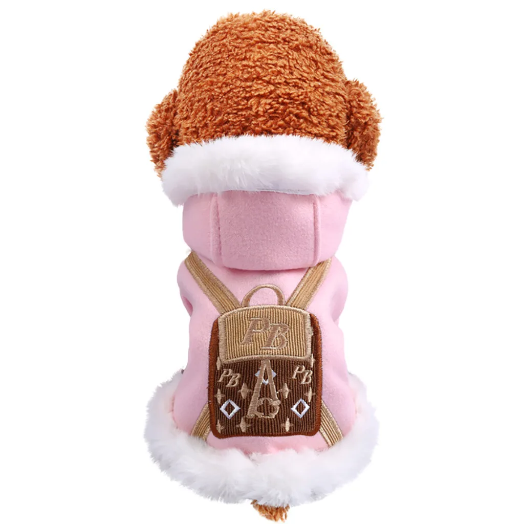 

Winter Cartoon Dog Clothes Warm New Cute Pink Hooded Dress Autumn And Winter Comfort Cat Dog Clothing Pet Clothing Coat 2019