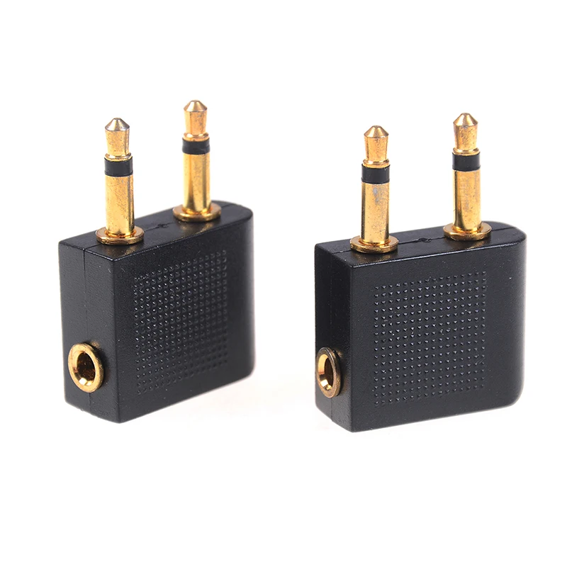 5Pcs 3.5mm Pro Airline Airplane Golden Plated Headphone Jack Plug Adapter