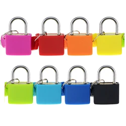 1PCS 30x23mm Small Mini Strong Steel Padlock Travel Suitcase Diary Lock with 2 Keys Colored Plastic Case Padlock for Student