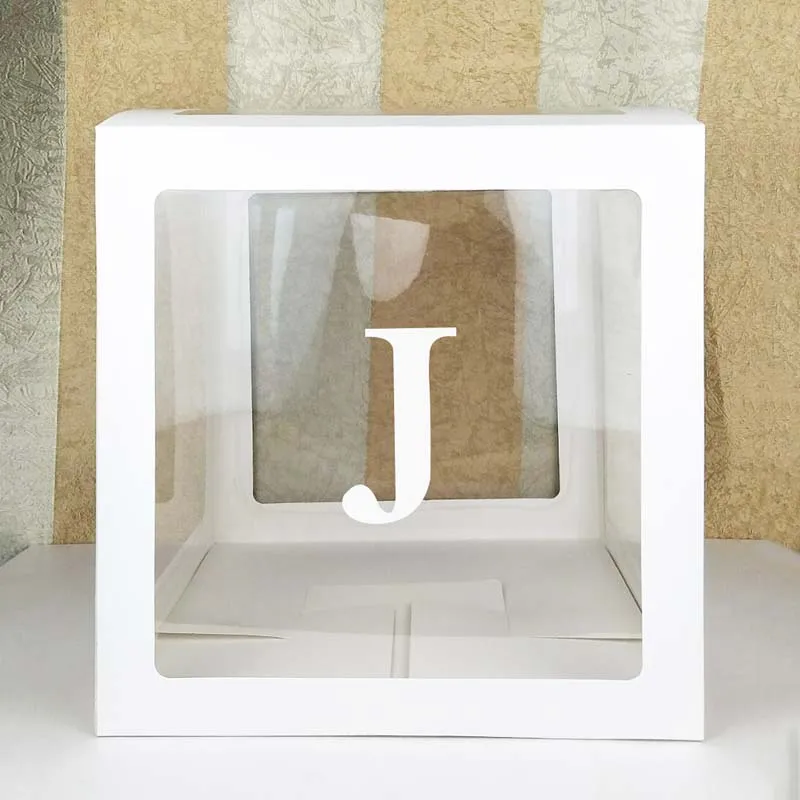 A-Z, буквы, прозрачная картонная коробка, украшения для детского душа, для мальчиков и девочек, крестины, украшения для дня рождения, Детская подарочная коробка - Цвет: Letter J box