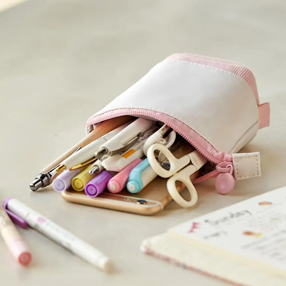 Fashion Pencil Case Simple Retractable Corduroy School Supplies Bag Girl Students Cute Pencil Pouch