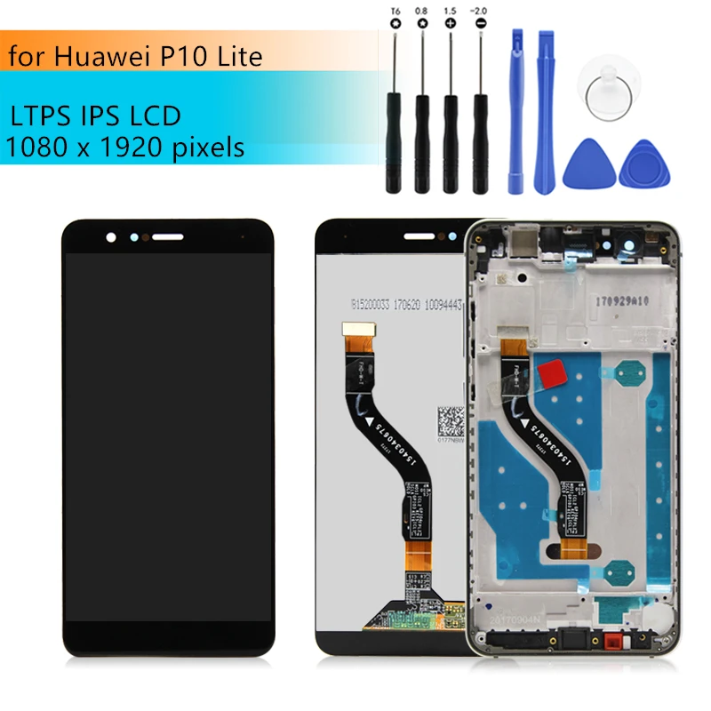 Color : Black Premium Quality LCD Screen and Digitizer Full Assembly with Frame for Huawei P10 Replacement Part Black 