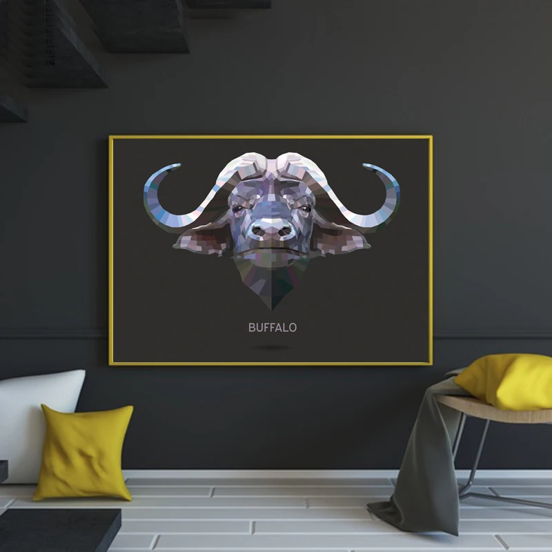 Geometric-Tiger-Posters-and-Prints-Wall-Art-Polar-Bear-Zebra-Baboon-Buffalo-Canvas-Painting-Wall-Picture