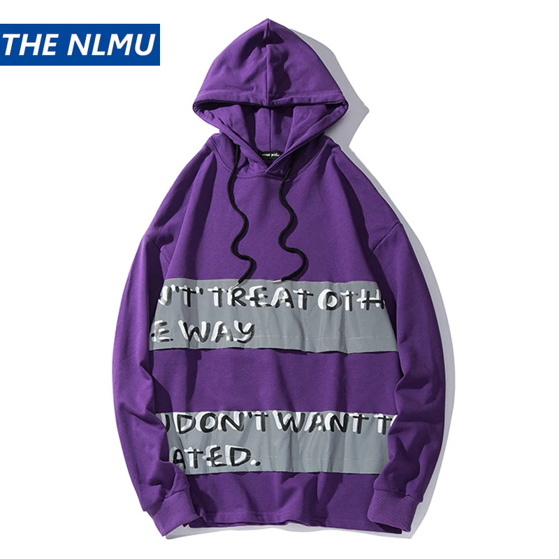 

Reflective Strip Hoodies Men Streetwear Purple Sweatshirt Cotton 2019 Fashion Autumn Harajuku Hoodie Male Khaki Black HZ1191