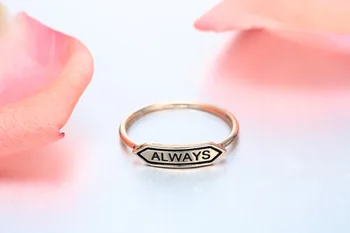 

QIMING Handmade Tiny Always Signboard Band Ring Minimalist Jewelry For Women Girl Anniversary Gift Baugue