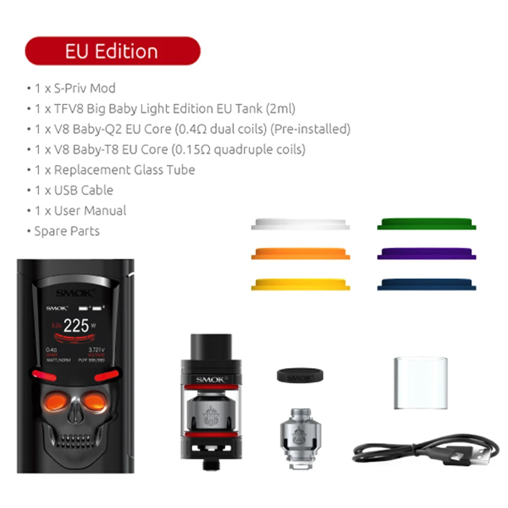 SMOK электронная сигарета S Priv Kit 220W коробка мод Vape E кальян испаритель TFV8 Big baby POD бак
