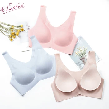 

Elovegirl Thin Push Up Bra Women Silk Seamless Lingerie Soft Comfortable Sleep Top With Chest Padding Bras For Women