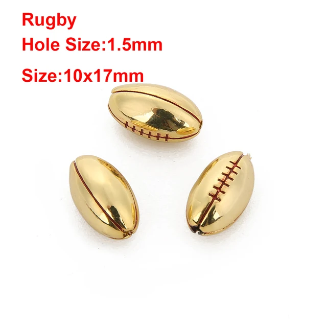 2pcs/lot Copper Rugby basketball baseball beads Copper Spacer Bead Fit DIY Sporting Jewelry Making For Sports Bracelet Warehouse Gold