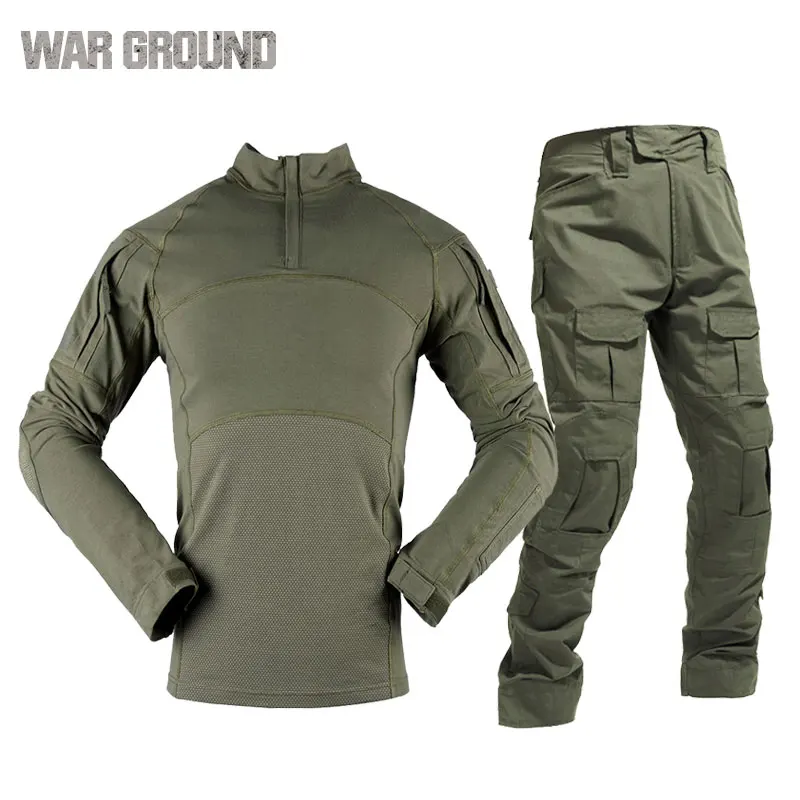Уличная тактическая одежда камуфляж стрельба Охота Рубашка Брюки Костюм CS Воздушный пистолет Пейнтбол Снайпер военная одежда - Цвет: Army Green