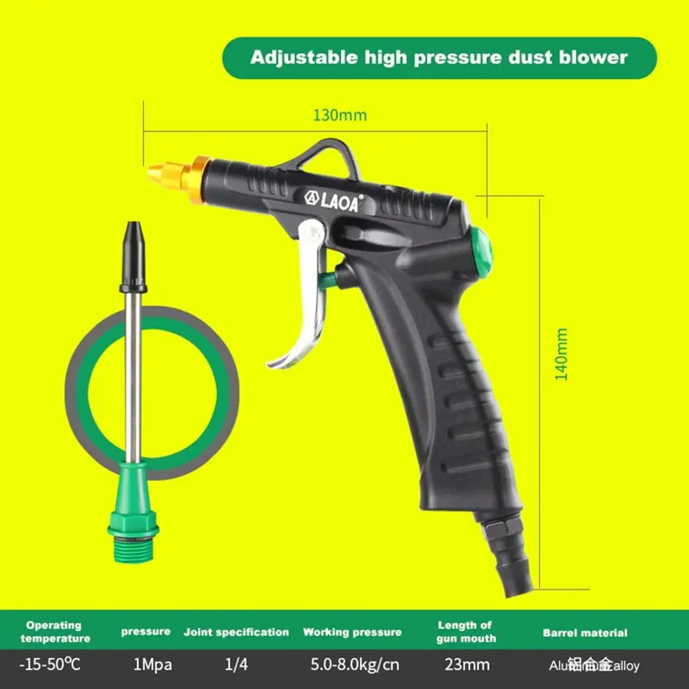 LAOA алюминиевый сплав дующий пистолет пневматический пистолет Регулируемый струйный пистолет пневматический пистолет высокого давления для пыли воздушный щетка распылитель автомойка - Цвет: 3