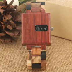 Креативные квадратные деревянные часы из черного дерева деревянные часы кварцевые смешанные-цветной ремешок твердая складная застежка