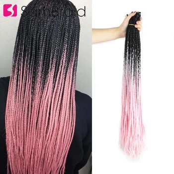 

SAMBRAID Crochet Box Braids Crochet Hair 24 INCH Ombre Synthetic Braiding Hair Extension PINK 24strands/pack