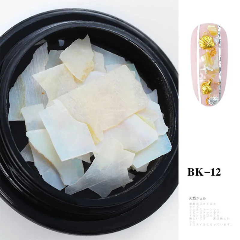 BK-12 Lamemoria, 1 коробка, 3D оболочка, необычные украшения для ногтей, УФ-гель, слайдер для ногтей, мерцающие жемчужные украшения, советы для маникюра - Цвет: BK-12
