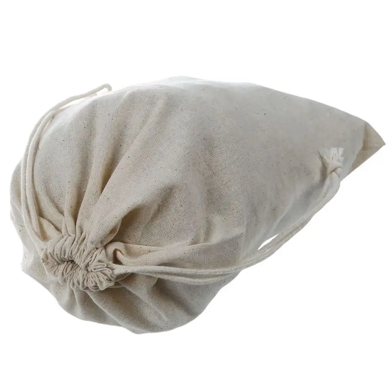 Natural Cotton Drawstring Storage Laundry Tidy Favor Sack Plain Travel Stuff Bag 40*50cm | Дом и сад