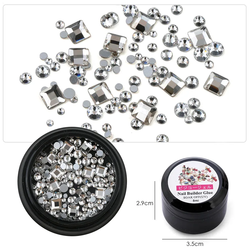 Crystal Clear02 8ml 1 коробка смешанные различные DIY кристаллы Камни 8 мл гель для приклеивания страз клей супер липкий УФ гель Наборы для шармов 3D дизайн ногтей украшения - Цвет: Crystal Clear02 8ml
