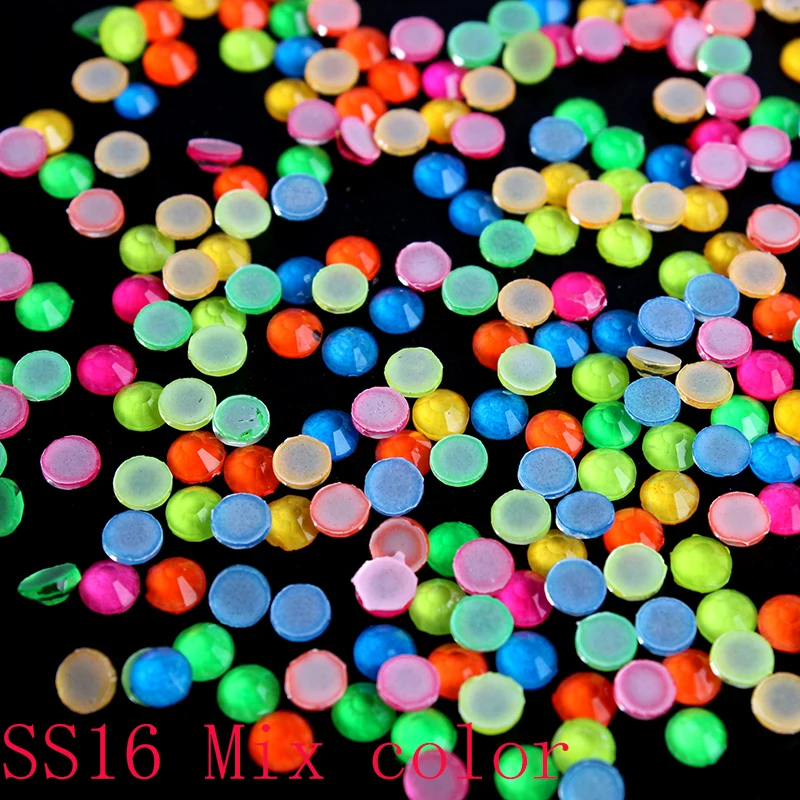Украшение для ногтей смешанный размер ss6-ss30 флуоресцентный кристалл без горячей фиксации неоновая одежда со стразами 3D украшение для ногтей