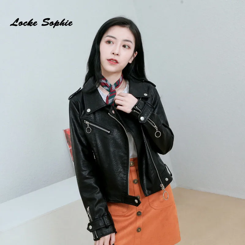 

Women Plus size slim fit short jacket coats 2019 Autumn faux fur PU Leather zipper Splicing Jacket ladies Skinny locomotive coat