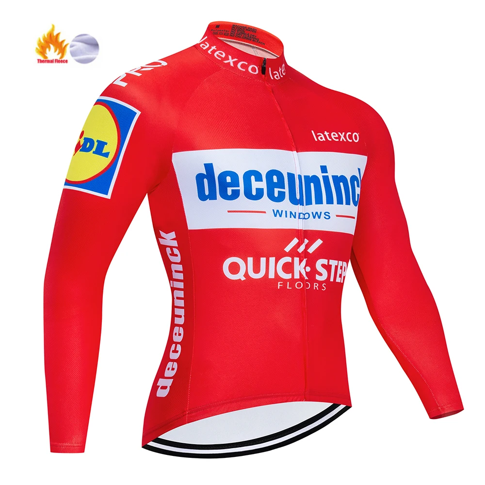 QUICK STEP Winter thermal fleece Set Cycling Clothes men's Jersey suit Sport riding bike MTB clothing Bib Pants Warm sets - Цвет: Cycling Jersey