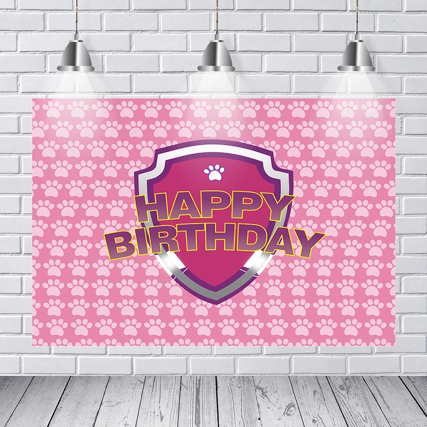 Pink Dog Backdrop Baby Girls Cartoon Birthday Pet Theme Party Banner Kids Photography Background Cake Table Decor Prop | Электроника