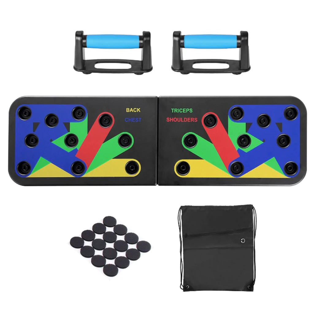 12 in 1 Fitness Push Up Board Push-up Stands Foldable Portable Breast Triceps Muscle Training Exercise Equipment w/ Storage Bag