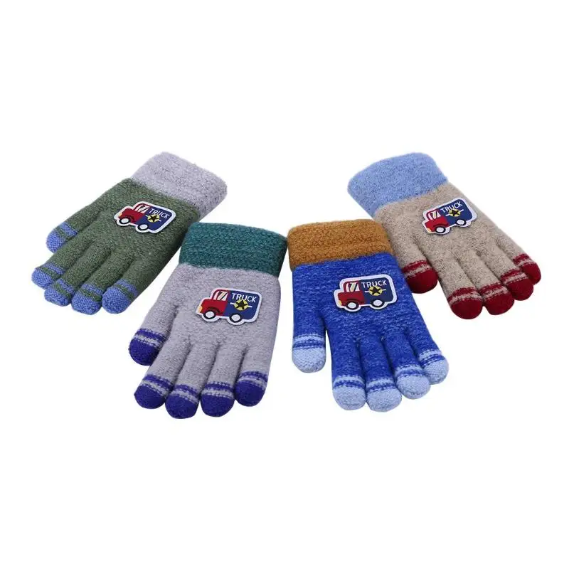 1pair Kids Winter Warm Cartoon Gloves Children Boys Girls Cashmere Thickened Fleece Ski Gloves Newborn Baby Glove with Finger