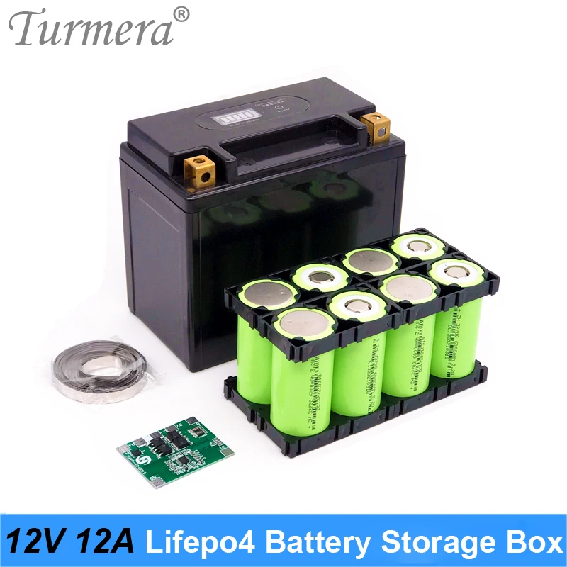 Turmera 배터리 보관함, 12V 12Ah, 4S 12.8V 20A BMS 2X4 홀더 니켈, 8 개 32700 Lifepo4 무정전 전원 공급 장치 사용