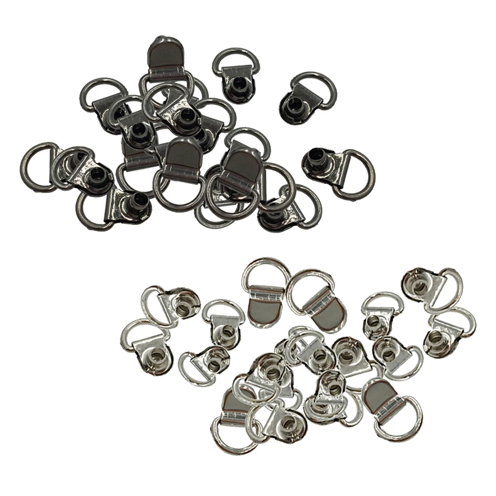 40x Boot Lace Hooks for Camp Hike Climbing Repair Leather Shoes Black Silver
